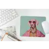 Hond - Overhemd - Bloemen - Bril muismat rubber klein -witbureau