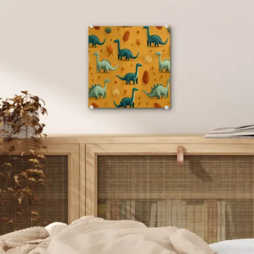 Dinosaurussen - Stekels - Herfstbladeren - Bruin plexiglas 5mm klein -sfeer4