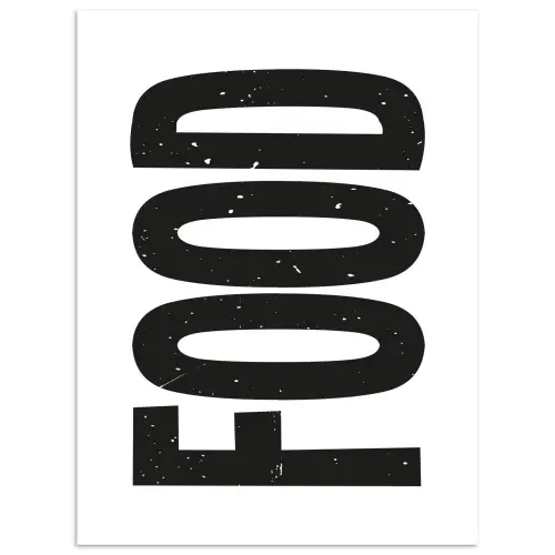 Food - Zwart - Wit - Decoratie poster papier klein -3d