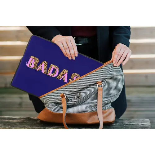 Badass - Panterpint - Schaduw - Roze laptophoes neopreen klein -tas