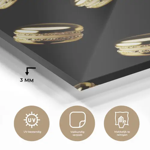 Macarons - Patroon - Goud - Zwart plexiglas 5mm klein -sfeer2