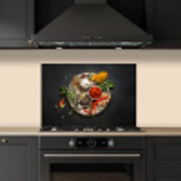 Kruiden - Bord - Peper - Zwart - Lepels - Zilver keuken achterwand spatscherm klein -sfeer1