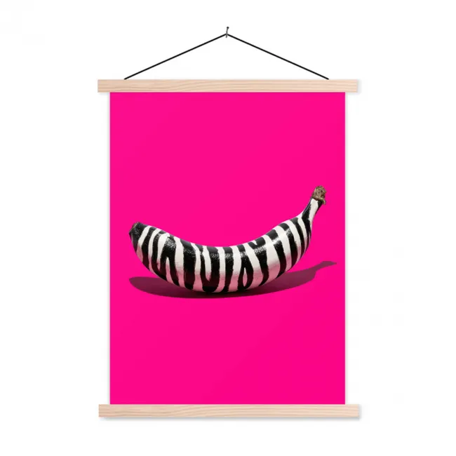 Schoolplaat - Banaan - Zebraprint - Roze