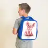Roze baby varken Kinderrugzak - Blauw middel -sfeer2