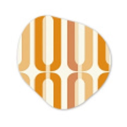 U-vorm - Retro - Oranje Wandcirkel Organisch Forex 3mm klein 629 -3d