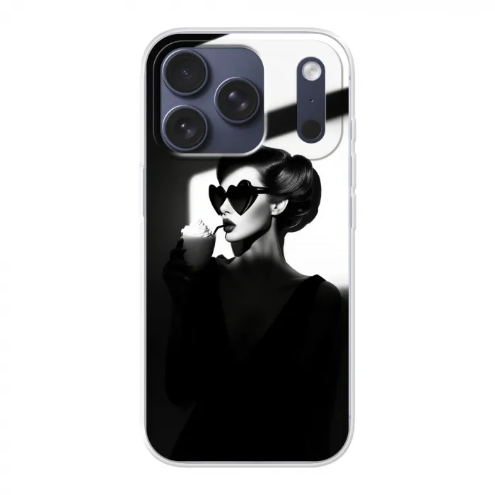 Vrouw - Zwart - Hart Telefoonhoesje iPhone 17 Pro klein -3d