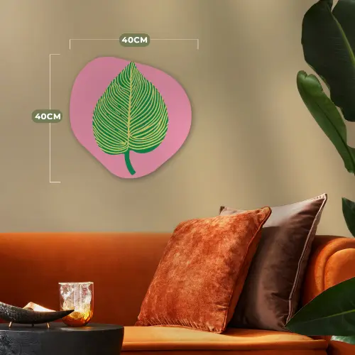 Illustratie - Blad - Minimalistisch - Groen Wandcirkel Organisch Forex 3mm klein -sfeer3