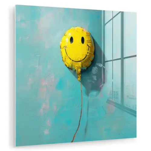 Ballon - Geel - Smiley plexiglas 5mm klein -zzzproduct_nieuw