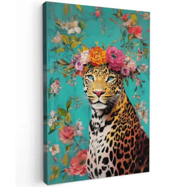 Luipaard - Bloemen - Kroon canvas 2cm klein -z3d
