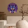 Sierlijk - Bloemen - Vlinder - Paars Wandcirkel kunststof plaat 5mm dik klein -sfeer1