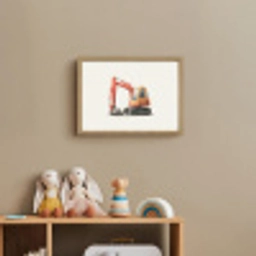Graafmachine - Oranje - Illustratie - Minimalistisch Light Box met batterij (Wandlamp kind) middel -sfeer2_kind