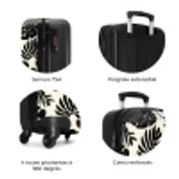 Modern - Monstera - Zwart NBS - Handbagage koffer - Volwassenen Unisex middel zzzzzzzbolletjes_FR