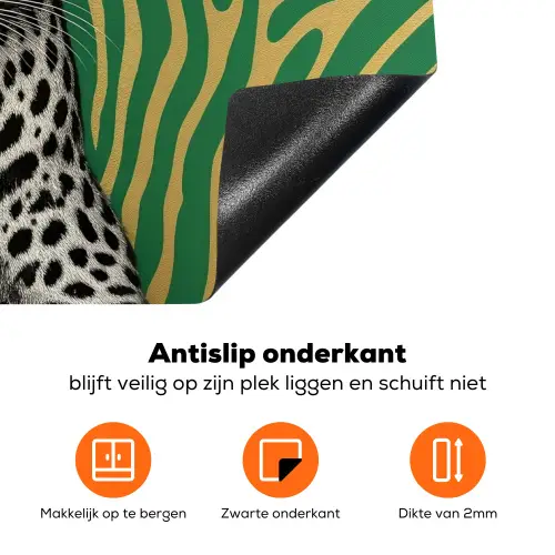 Panter - Zebrapatroon - Groen Inductie beschermer vinyl 3mm klein -zzzzzzz-td-onderkant