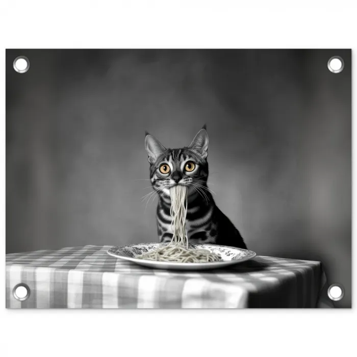Bengaal - Kat - Tafelkleed - Zwart - Wit - Dier tuinposter los doek klein -3d
