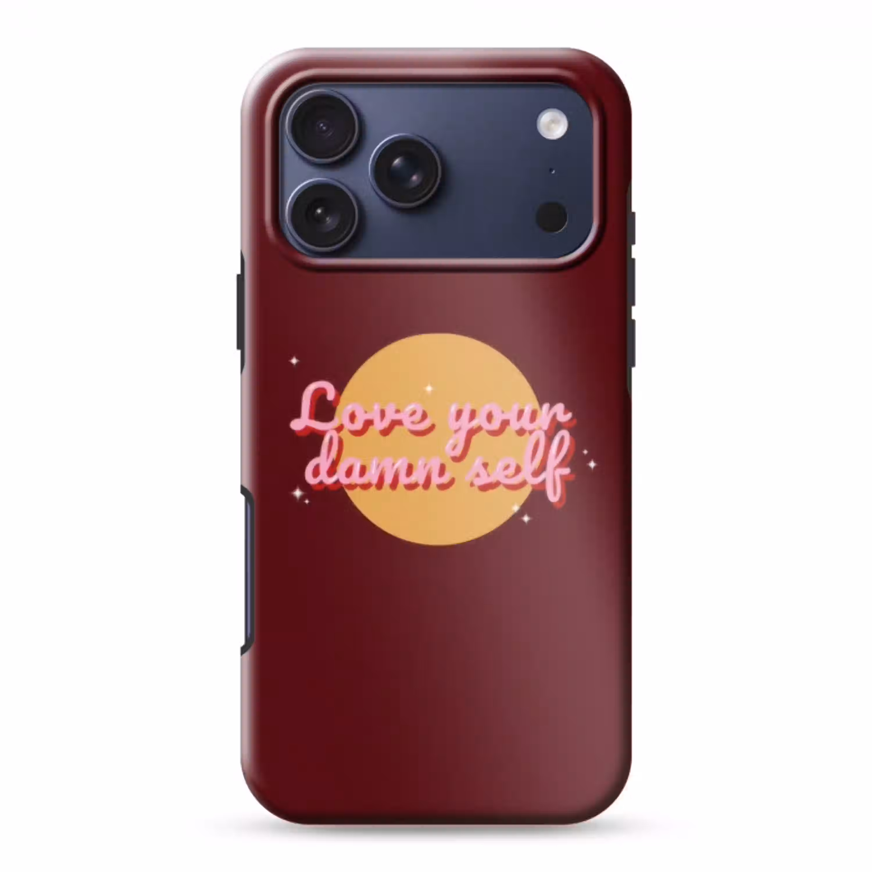 love your damn self - Cirkel - Glitter - Rood Toughcase MagSafe Apple iPhone 17 Pro Max klein -3d