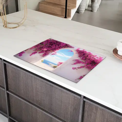 Zee - Roze - Bloemen - Poort Inductie beschermer vinyl 3mm klein -sfeer8