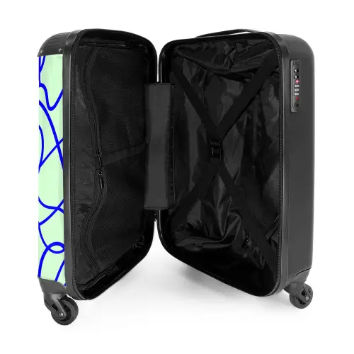 Kobaltblauw krulspoor op mintgroen NBS - Handbagage koffer - Volwassenen Unisex middel -binnenkant