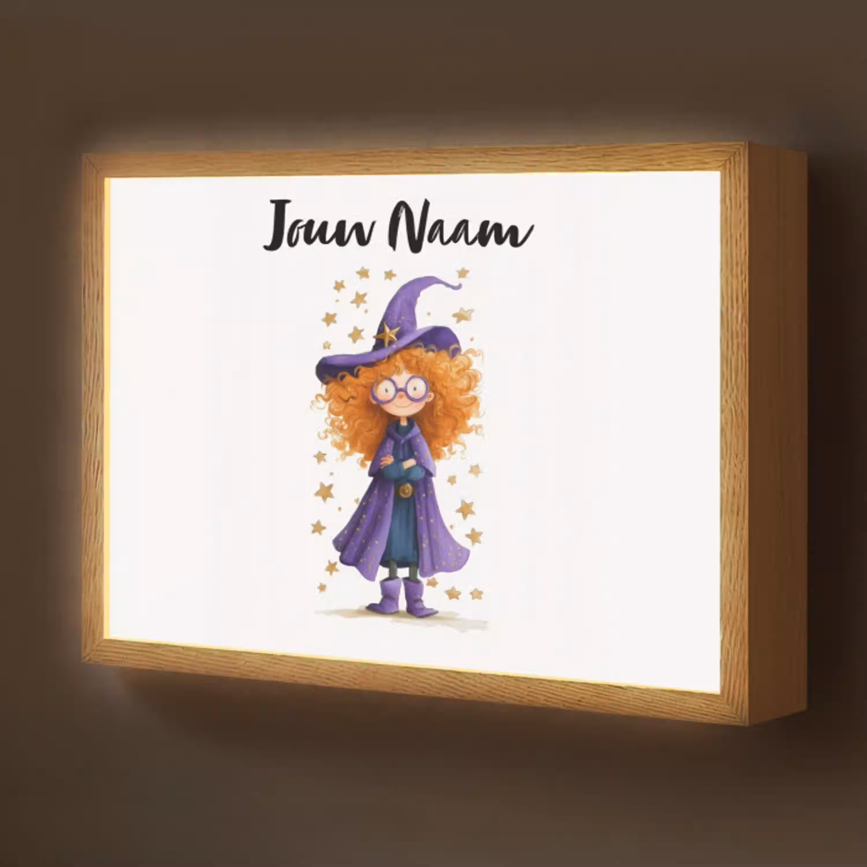 Toverheks - Sterren - Paars Light Box met batterij (Wandlamp kind) middel -z3d_website