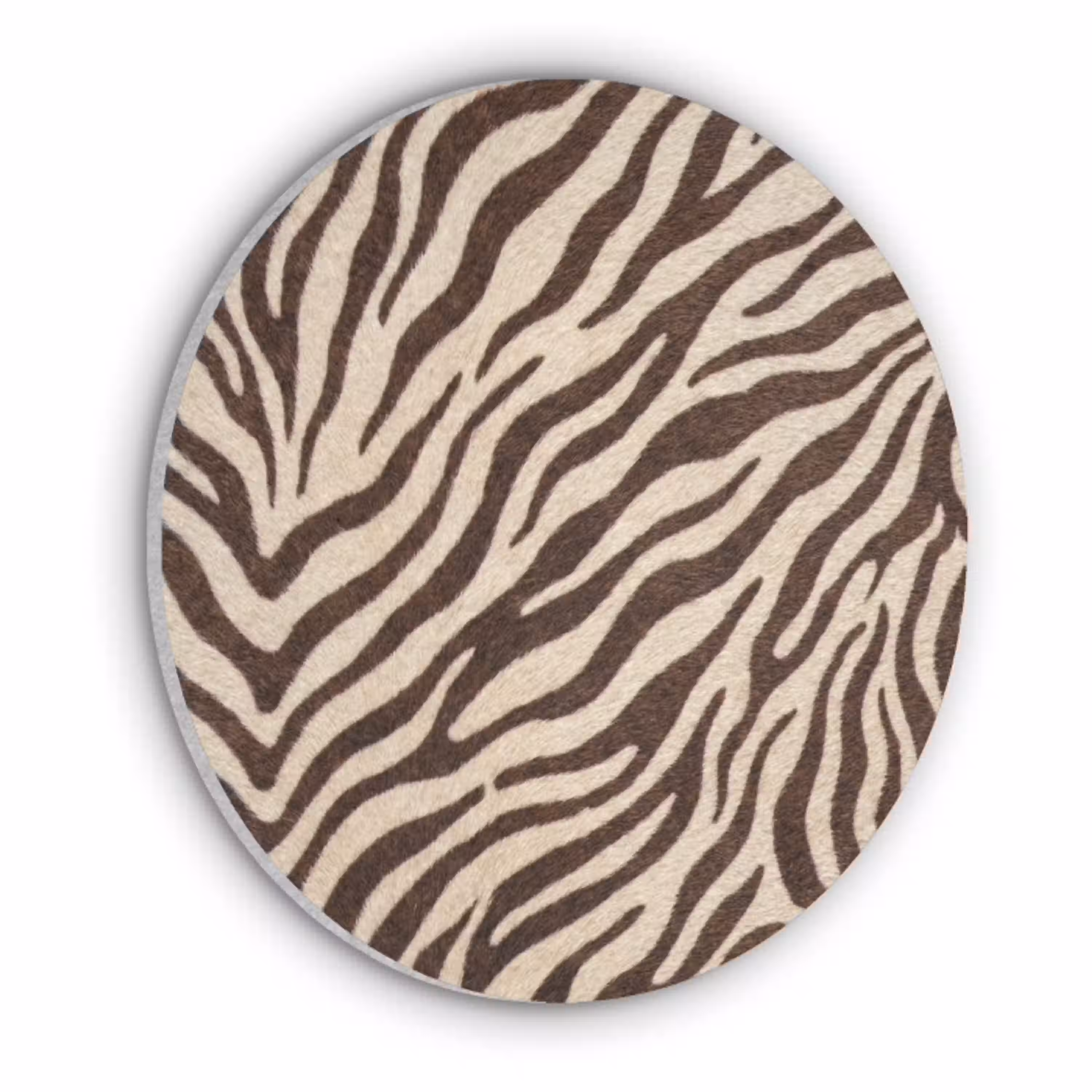 Zebra - Strepen - Bruin Akoestische PET Vilt - Rond klein -3d