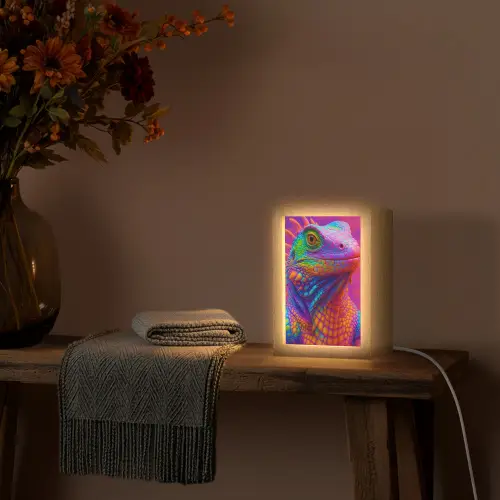 Kameleon - Dieren - Neon - Kleur Light Box met kabel (Tafellamp) klein -sfeer4
