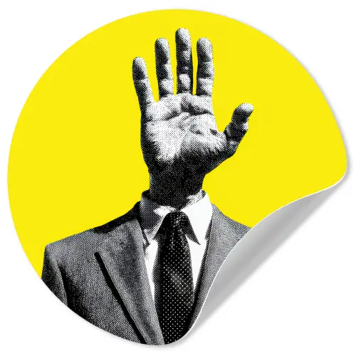Pak - Hand - Geel Wandcirkel behangsticker klein -3d