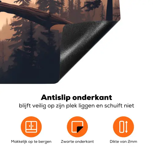 Beren - Bomen - Landschap - Zonsondergang Inductie beschermer vinyl 3mm klein -zzzzzzz-td-onderkant