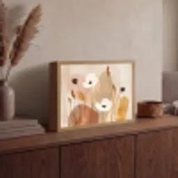Bloemen - Abstract - Beige - Line art Light Box met batterij (Wandlamp) middel -sfeer2