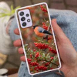 Goudvink - Bessen - Herfst - Natuur - Kleurrijk Hoesje Samsung Galaxy A52 5G met koord klein -sfeer3