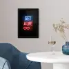 Gaming - Tekst - Get a life - Neon - Zwart fotolijst zwart zonder passe partout klein -sfeer4