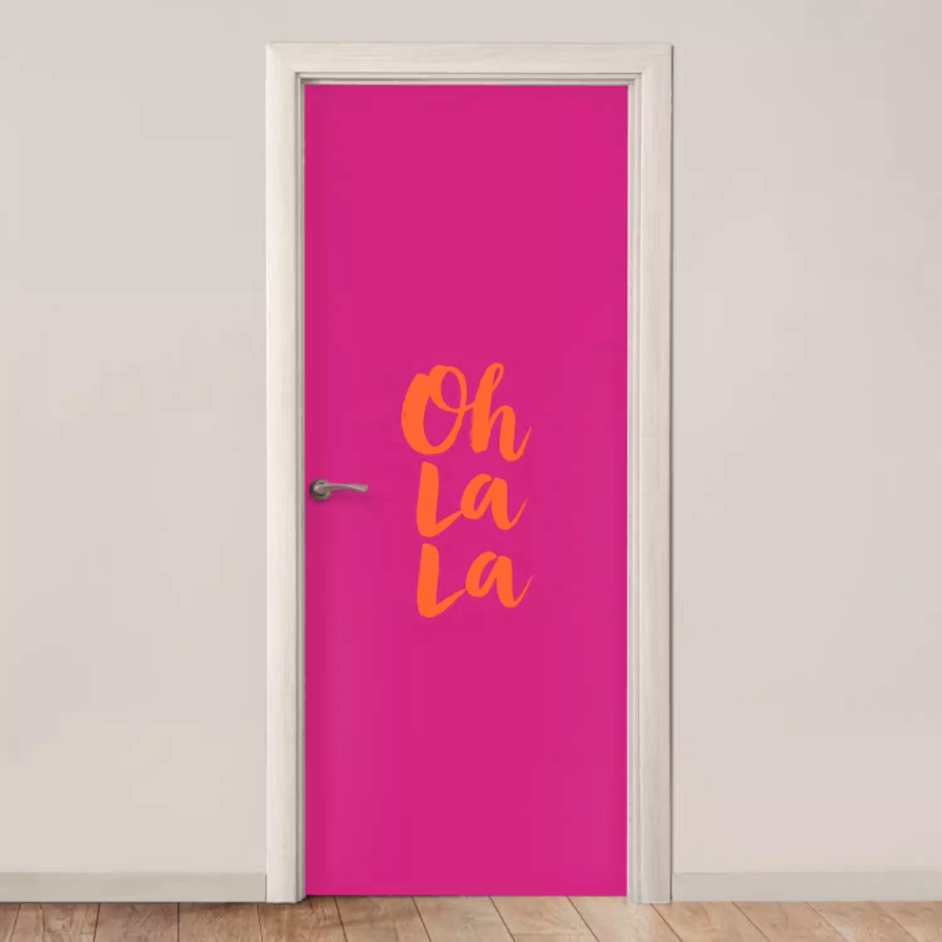 Oh la la - Roze - Oranje - Minimalistisch deurposter klein -3d_beige