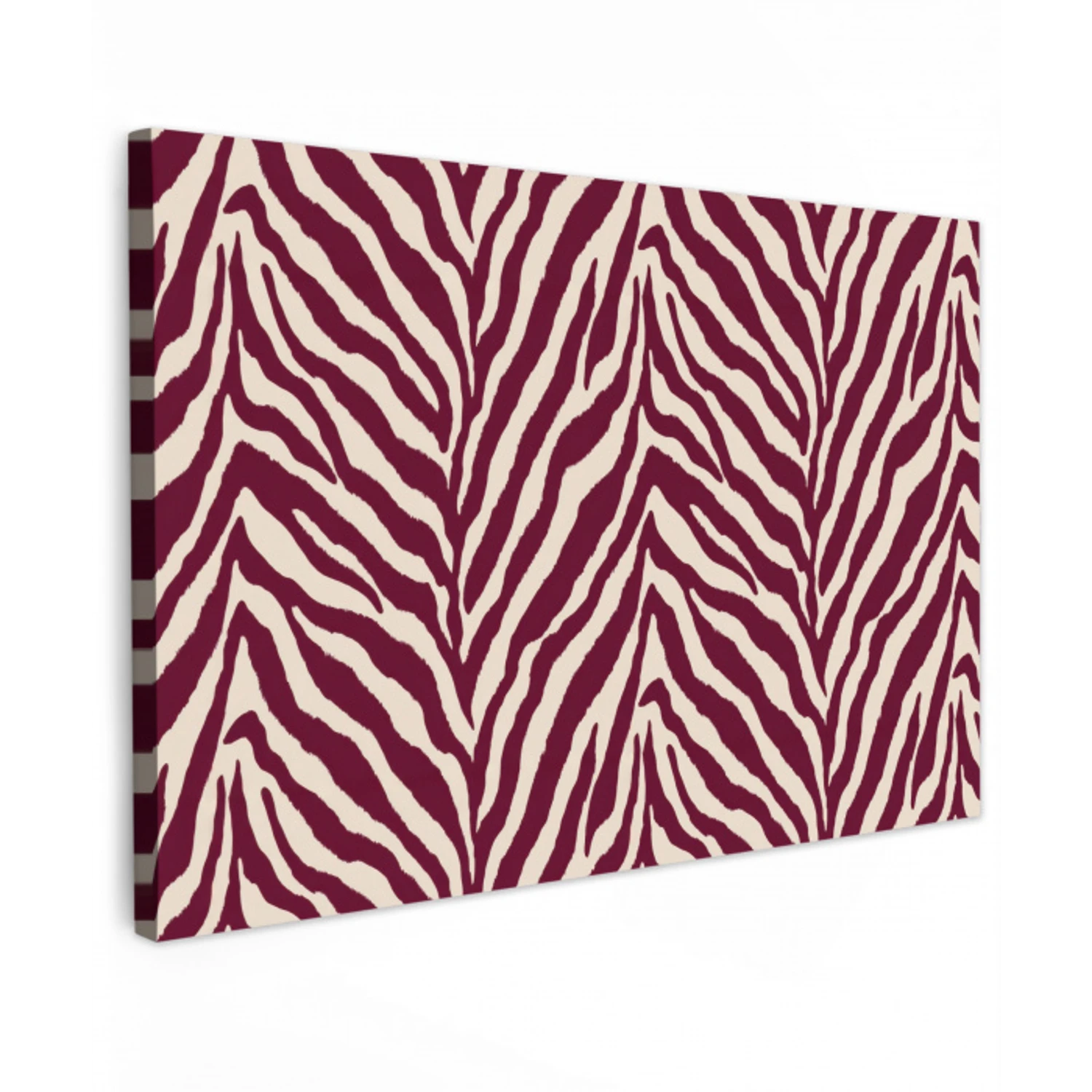 Zebra - Motief - Bordeaux - Rood Tuinposter op houten frame 2 cm dik klein 845 -3d