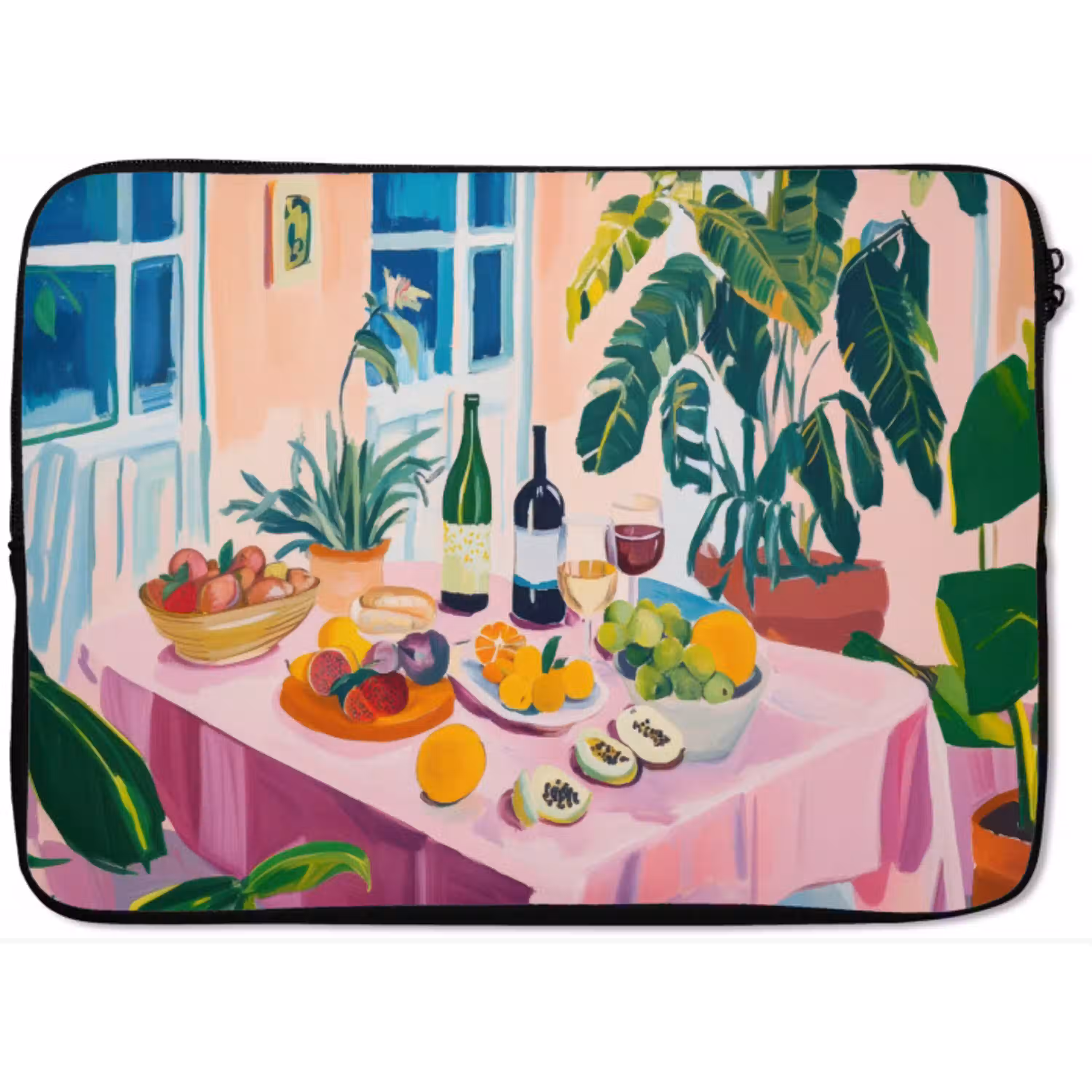 Tafel - Wijn - Fruit laptophoes neopreen klein -zkaufland3dotto