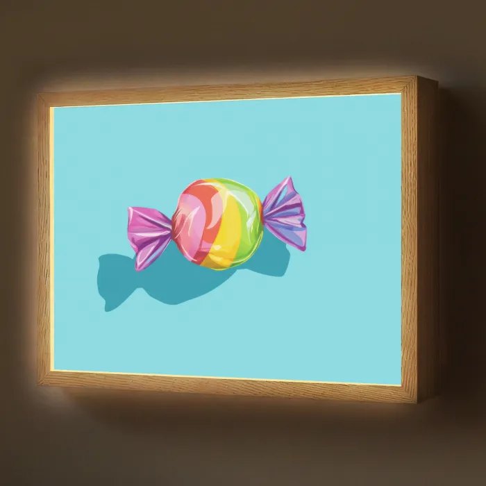 Blauw - Snoep - Regenboog Light Box met batterij (Wandlamp) middel -z3d_website