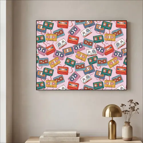 Cassette - Patroon - Roze Textielframe - compleet frame klein 947 -sfeer2