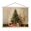 Kerstboom - Versierd - Kleurrijk textielposter latten blank klein -3d