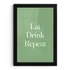 Eten - Drinken - Tekst - Mintgroen fotolijst zwart zonder passe partout klein -3d