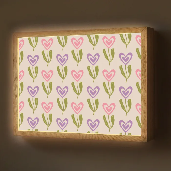 Bloemen - Hartjes - Patroon Light Box met batterij (Wandlamp) middel 907 -z3d_website