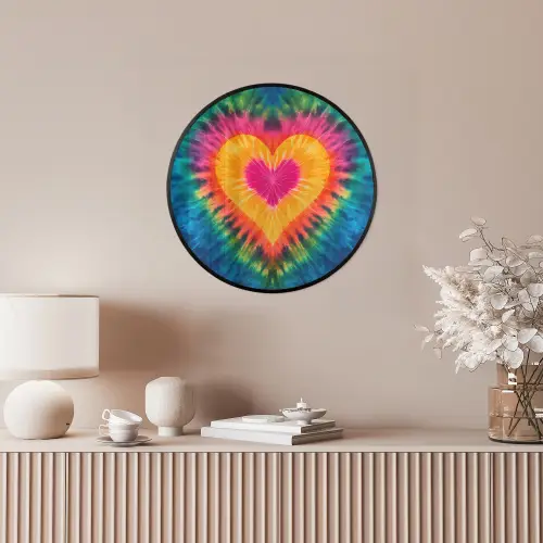 Hart - Tie Dye - Kleurrijk Fotolijst rond zonder passe partout klein -sfeer3