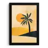 Illustratie - Palmboom - Zon - Heuvels fotolijst zwart zonder passe partout klein -3d