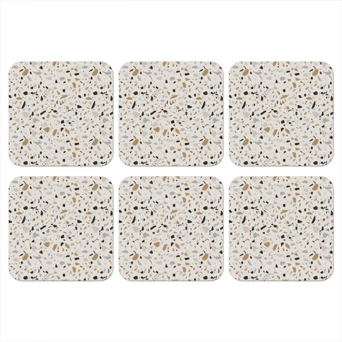 Terrazzo -  Patroon - Staal onderzetter kurk middel 366 -3d