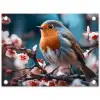 Roodborstje tussen de Bloesems tuinposter los doek klein -3d