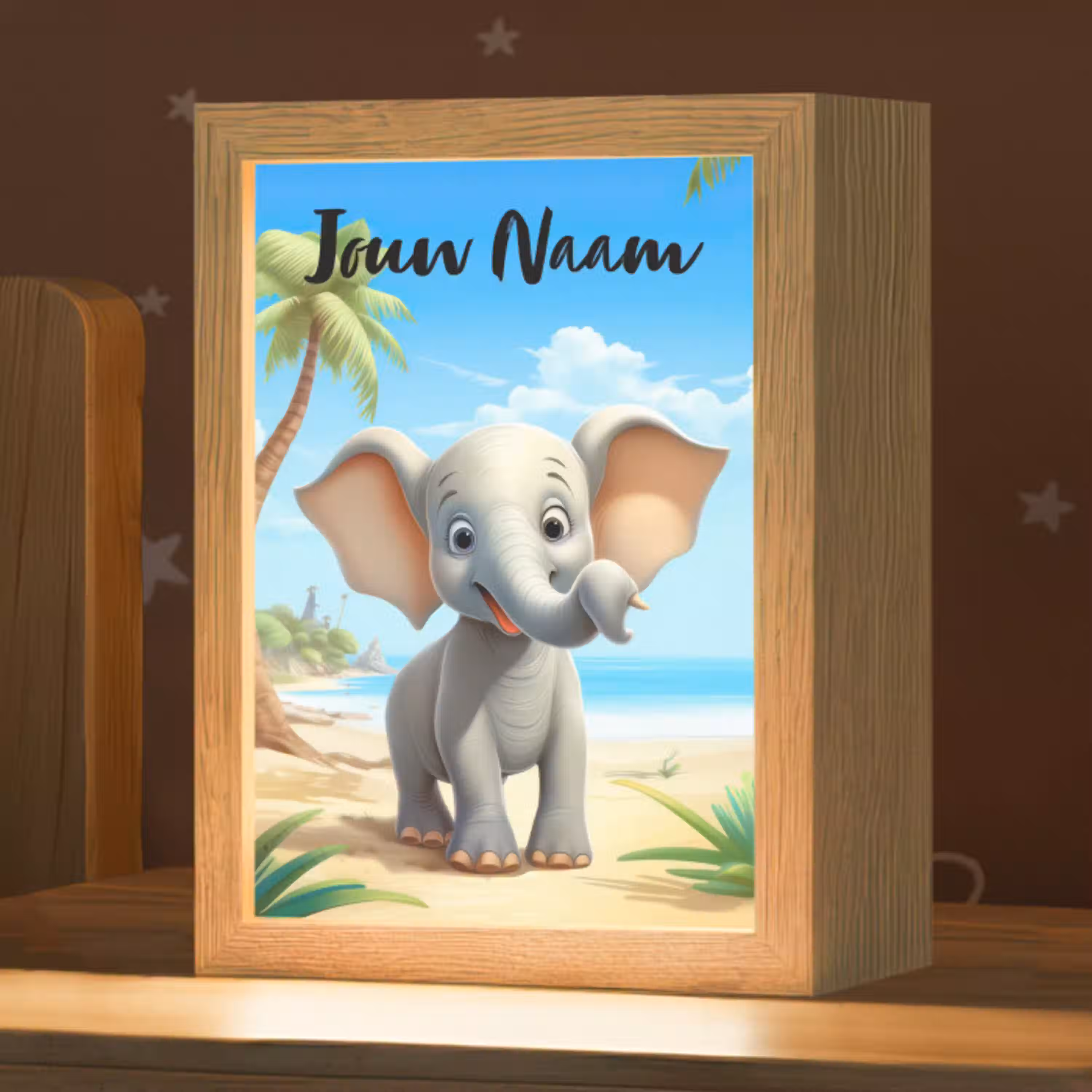 Olifant - Strand - Dieren - Meisjes - Kind Light Box met kabel (Kinderlampje) klein -zzz_3d_website