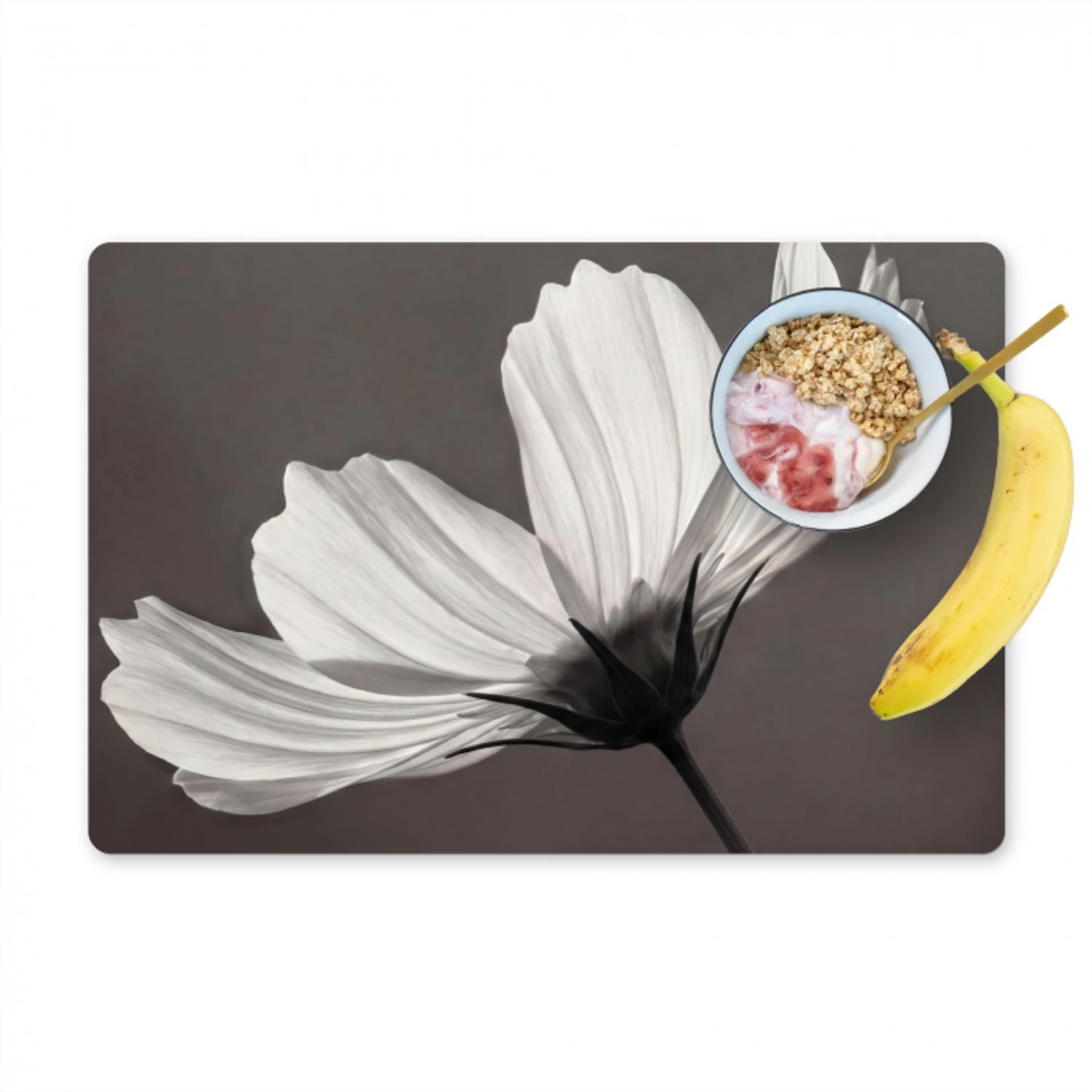 Bloem - Minimalistisch - Zwart - Wit Placemat vinyl groot -zzzproduct_Kitchenyeah-website