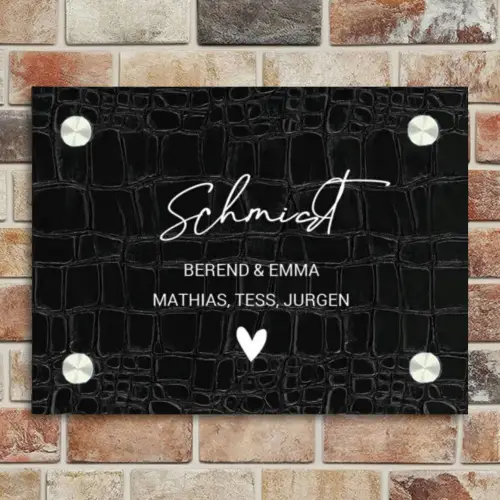Zwart krokodillenleertextuur - Sierlijk Naambord Rechthoek middel -sfeer3