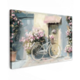 Fiets - Pastelkleuren - Bloemen Tuinposter op houten frame 2 cm dik klein -3d
