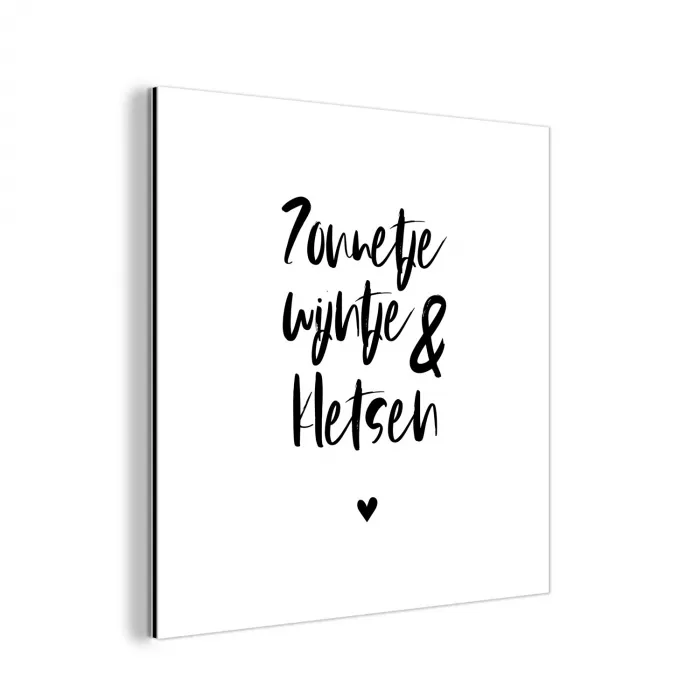 Zonnetje, wijntje & kletsen - Quotes - Tekst - Zomer - Wijn aluminium wit klein -3d