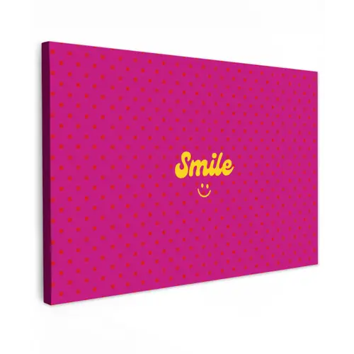 Smile - Stippen - Geel - Smiley - Roze canvas 2cm klein -z3d