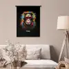 Chimpansee met koptelefoon en graffiti-spray Wandkleed katoen klein -sfeer4