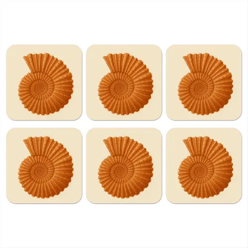 Schelp - Oranje - Ribbels onderzetter kurk middel -3d