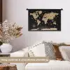 Wereldkaart - Beige - Zwart Wandkleed katoen klein -sfeer1
